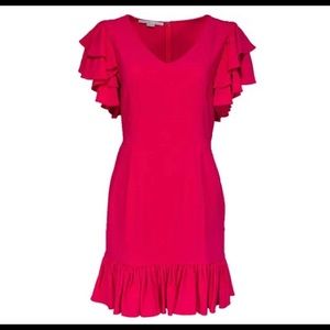 Stella McCartney fuchsia ruffle sleeve dress, size 38